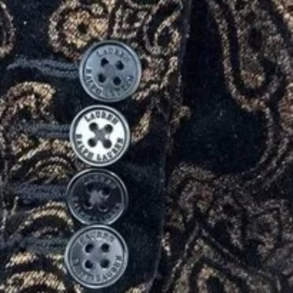 LAUREN RALPH LAUREN Women's Classic Velveteen Jacquard Fitted Blazer EUC Size 6 - Picture 7 of 11